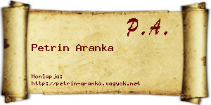 Petrin Aranka névjegykártya